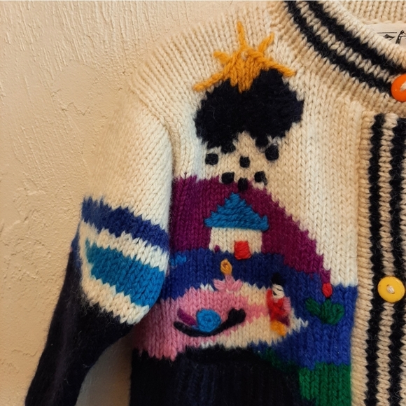 Vintage Embroidered Wool Jacket Cardigan 2T - Picture 2 of 10